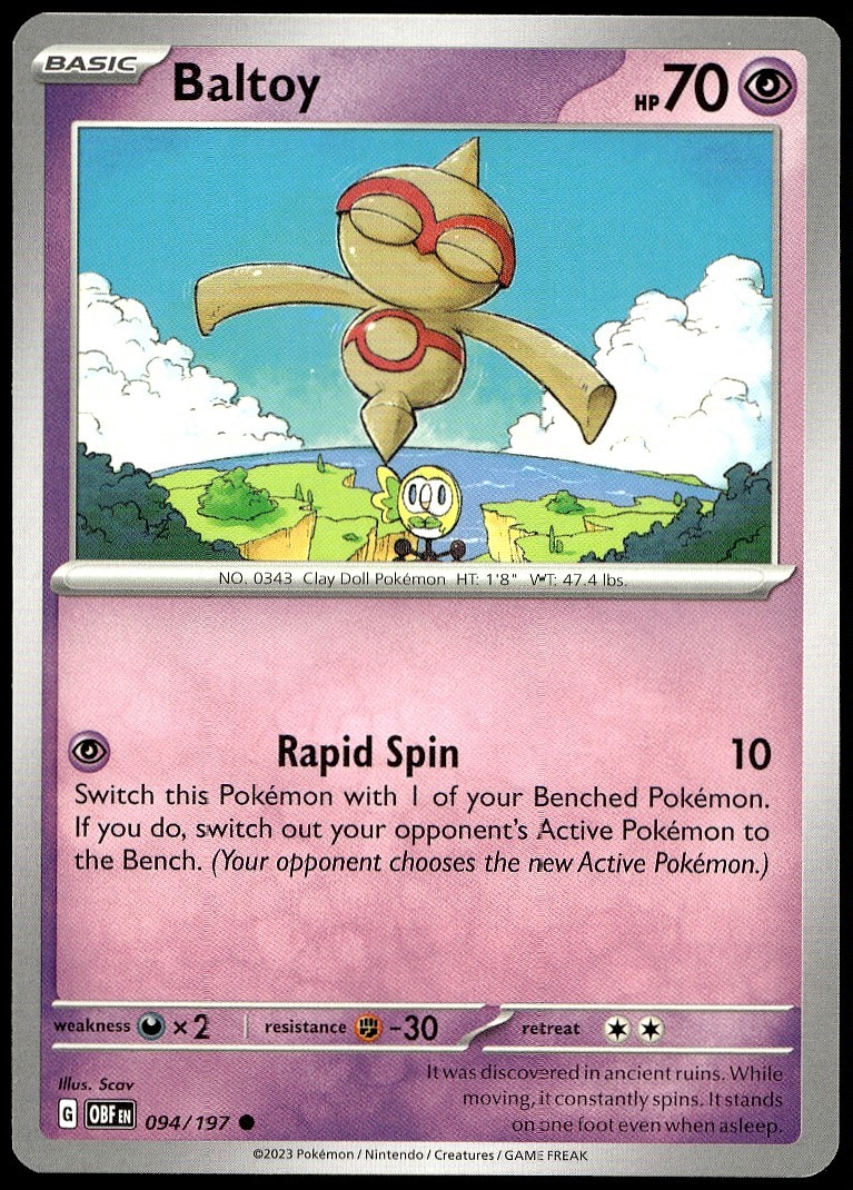 Baltoy 094/197 Common Obsidian Flames Pokemon Lightly Played