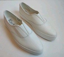 Sneakers basse Keds Point Toe Pull On Platform in pelle bianca a punta 8,5 NUOVE