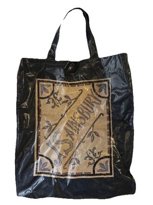 Vintage Rare    J. Sainsbury'' UK mosaic PVC shopping bag / tote 1982-95  