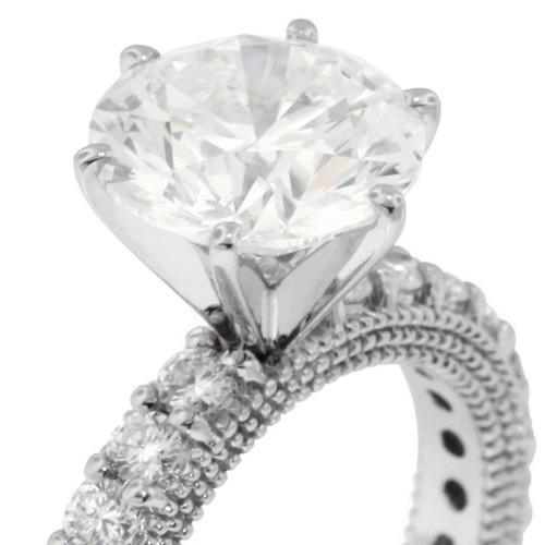 Anillo de oro blanco con diamantes naturales brillantes redondos D SI2 3,21 ctw D SI2 - Imagen 2 de 17