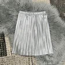 Frenchie Mini Couture Girls Silver Metallic Elastic Waist Skirt Size 7  50 NEW