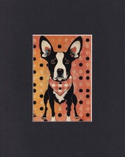 8X10" Matted Print Art Picture Modern Portrait, Dog Canine: Standing