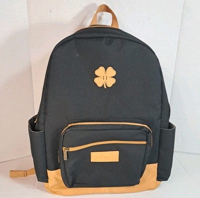 Lucky Brand Unisex Backpack Bag Gray Brown Canvas Leather Fortune Padded 17''