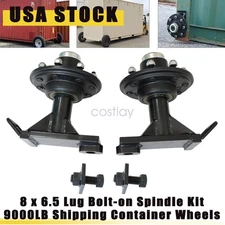 NEW 8 x 6.5 Lug 9000LB Shipping Container Wheels Bolt-on Spindle Kit (Pair)