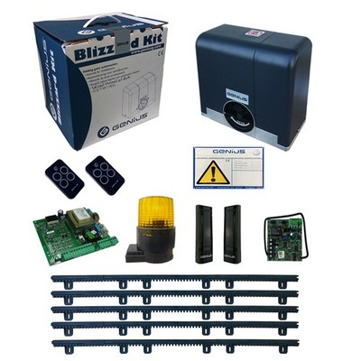 Kit Motor Für Schiebetor Faac Genius Kit Blizzard 230V RC + 5m Zahnstange