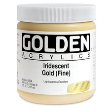 Heavy Body Acrylics by GOLDEN, Iridescent Gold (Fine), 8 fl. oz. Jar, Profess...
