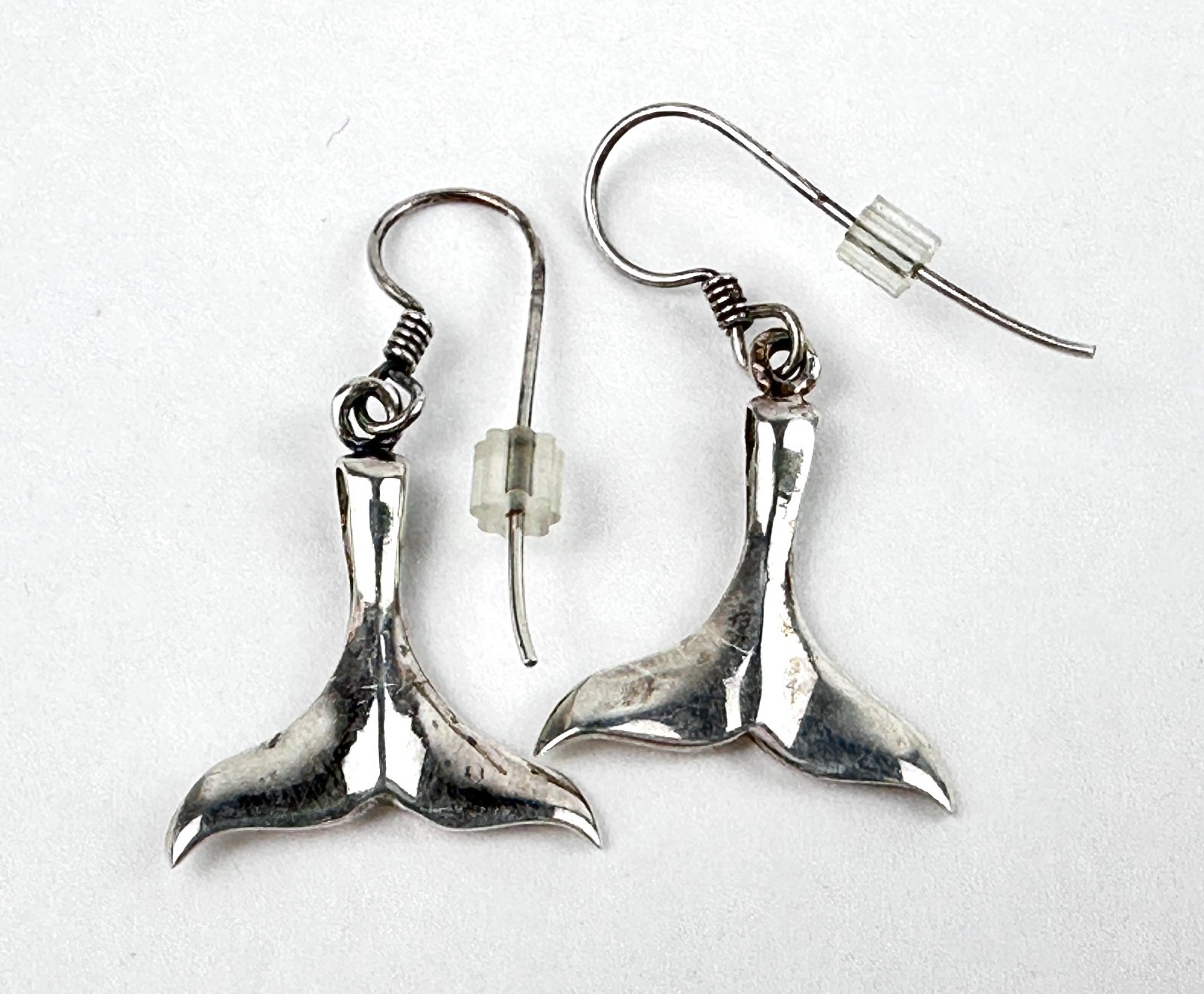 Whale Tail Solid 925 Sterling Silver Dangle Earri… - image 8