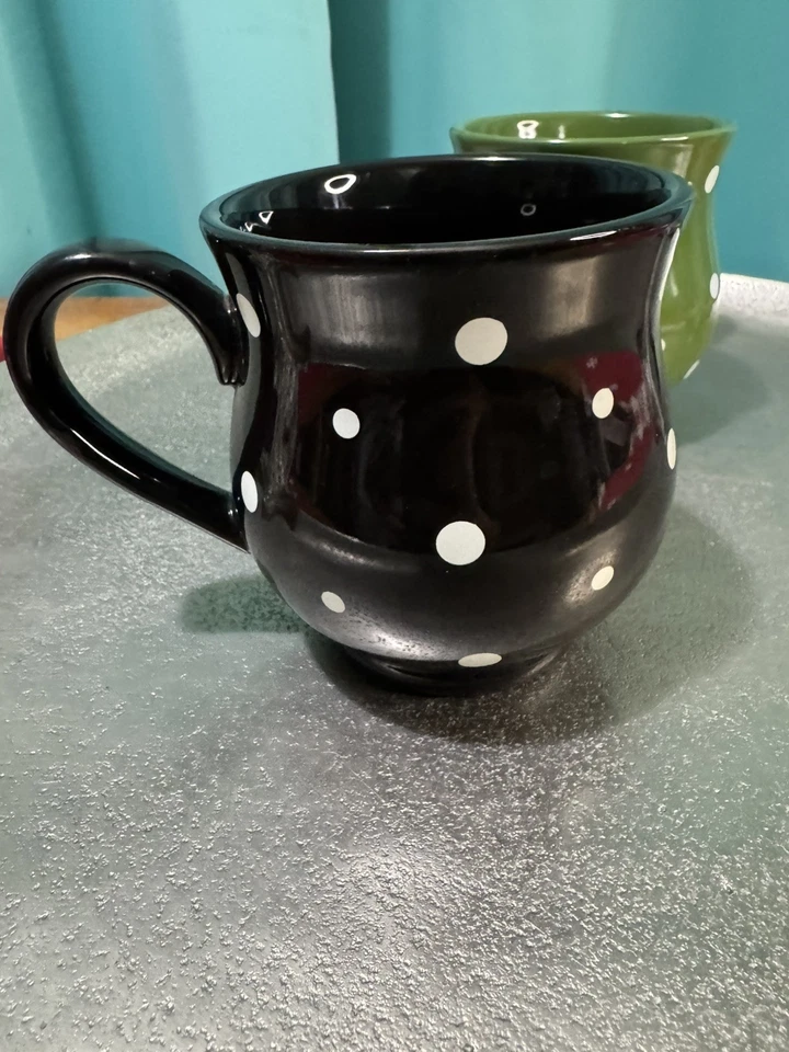 Temp-Tations by Tara Polka Dot Mugs 16oz Set of 4 Red Blue Green Black - Image 4 of 4