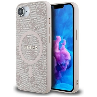 Guess 4G Ring Classic Logo MagSafe Hülle für iPhone 16e Pink