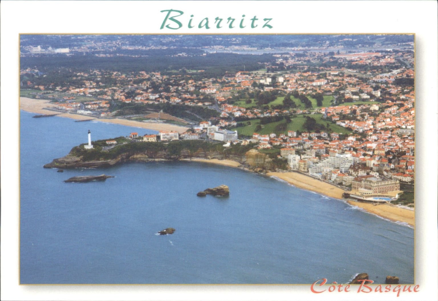 Biarritz France Aerial View Lighthouse Coastline City Federico Feria Postcard