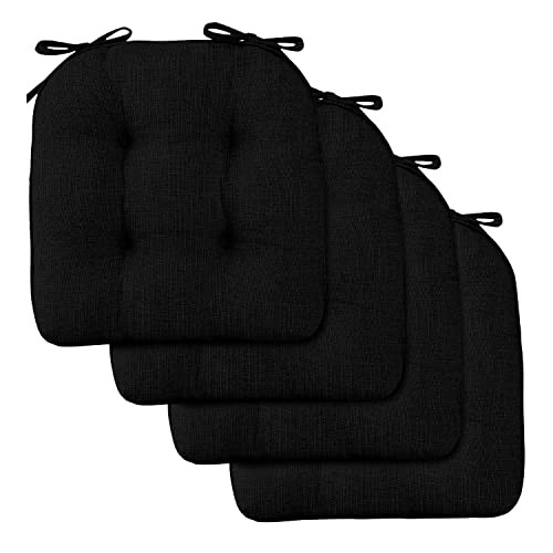 Indoor Chair Cushions for Dining Chairs, Tufted 4 Count (Pack of 1) Black - Bild 2 von 6