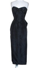 Vtg 80s Gunne Sax Jessica McClintock Black Whimsygoth Prom Dress Bow Back XS