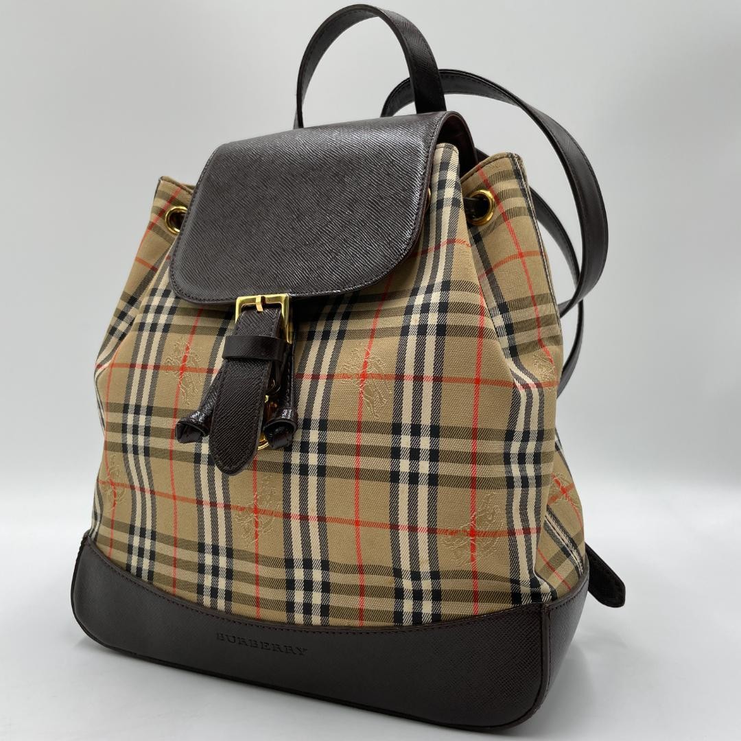 Burberry Leather Drawstring Backpack Shadow Horse… - image 2