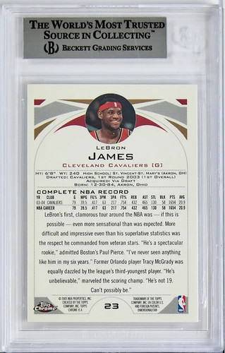 2004-05 Topps Chrome #23 - Lebron James Beckett BGS 9 - Picture 2 of 2