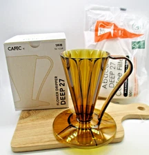 CAFEC Deep27 Flower Coffee Dripper Brown One Cup Filter 100pcs Set