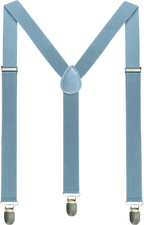 Solid Color Mens Suspender with 3 Strong Clips Adjustable Braces