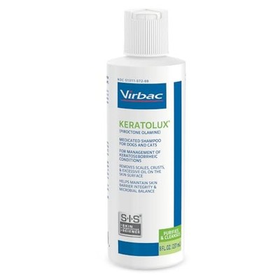 Virbac KERATOLUX Medicated Shampoo for Oily, Flaky Skin in Dogs & Cats - 8 oz