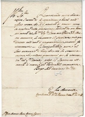 1737 LETTER SIGNED by PRINCESS ENRICHETTA D'ESTE as the DUCHESS OF PARMA
