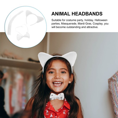Set copricapo gatto bianco accessori costume animale orecchie e coda bambino - Foto 10 di 12