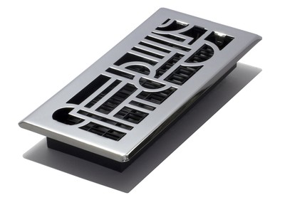 ADH410-C Art Deco Floor Register, 4x10, Chrome