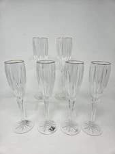 6 Mikasa Golden Tiara 9 1/8" Fluted Champagne Glasses -New