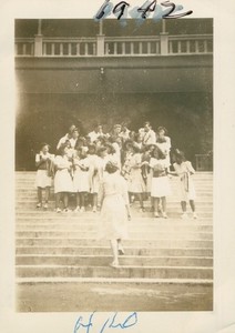 1943 WWII US Army Motor Pool GI's Hilo Hawaii Photo #12 May Lei Day at school