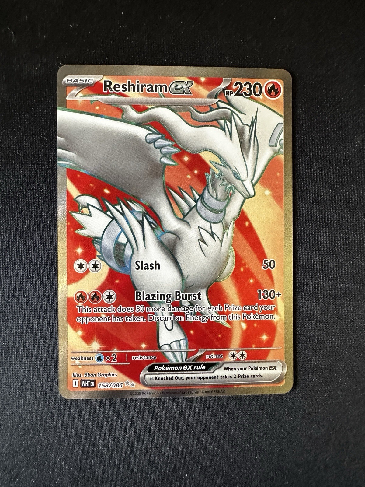 Pokémon TCG Reshiram EX 158/086 White Flare Holo Card, NM