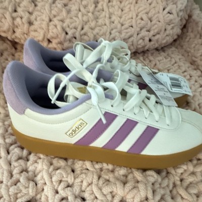 adidas VL Court 3.0 Lace Up Sneakers White Purple Gum JR8661 women s