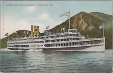 Hudson River Day Line Steamer Robert Fulton New York NY 1900s Sidewheel Postcard