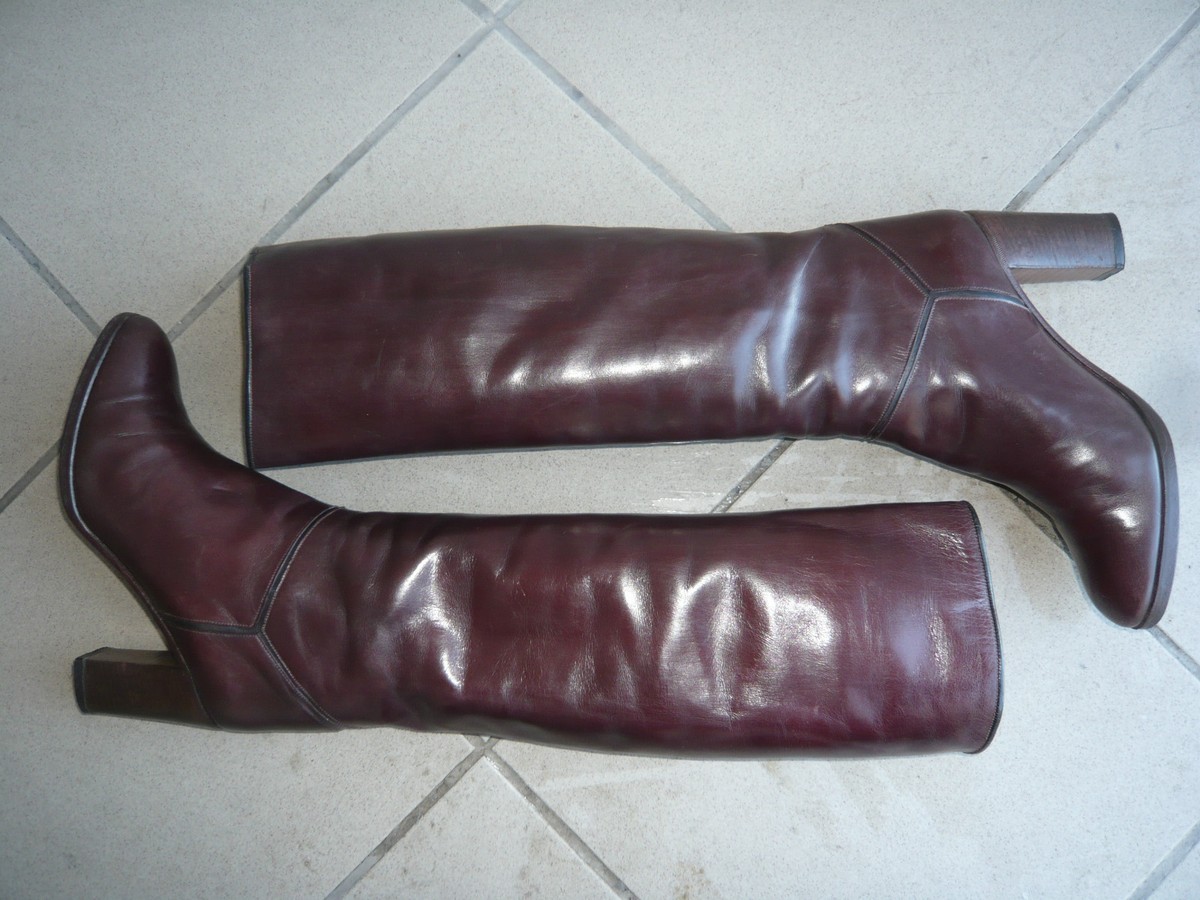 Bottines Vintage Stéphane Kélian - Taille 37,5 (UK 4,5), Cuir Bordeaux, Talon Haut, Occasion
