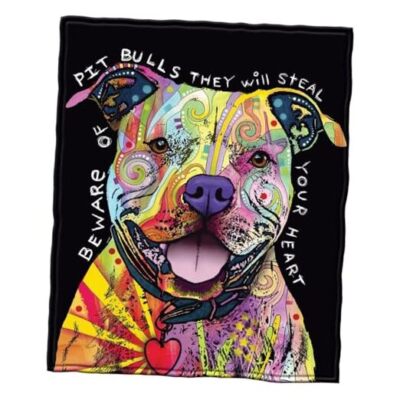  75x90-Inch Pit Bull Fleece Blanket - Dean Russo Pitbull Throw Blanket for 