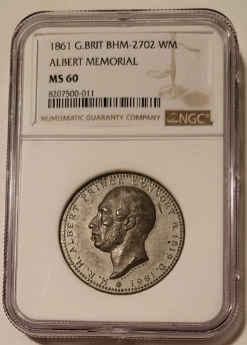 Great Britain 1861 Medal Prince Albert Memorial BHM-2702 WM MS60 NGC