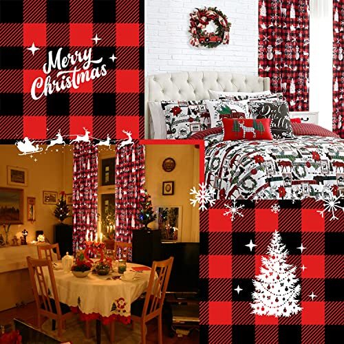 Weihnachten Vorhänge für Wohnzimmer 2 Paneele Set 84 Zoll 84 Zoll L x 52 Zoll B Rot - Bild 6 von 7