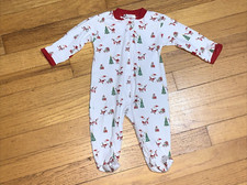 Kissy Kissy Pima Cotton Christmas Santa Zipper Footie Sleeper 0-3 Months