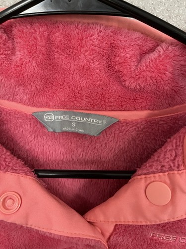 Free Country Women’s Small Pink Plush Fleece Pullover, Long Sleeve Snap Collar - Picture 4 of 6