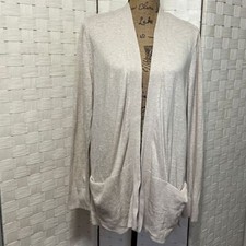 Croft  Barrow Lightweight Open Front Cardigan Sweater w/ Pockets Cream Size XL