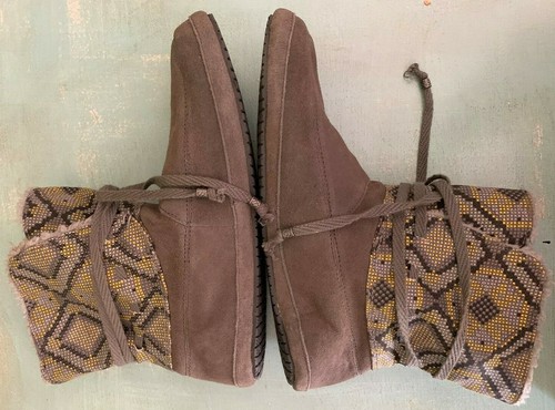 SANUK SOULSHINE CHILL Boots Bootie Fold Over Shoes Suede Leather Gray Women 10 - Picture 7 of 11
