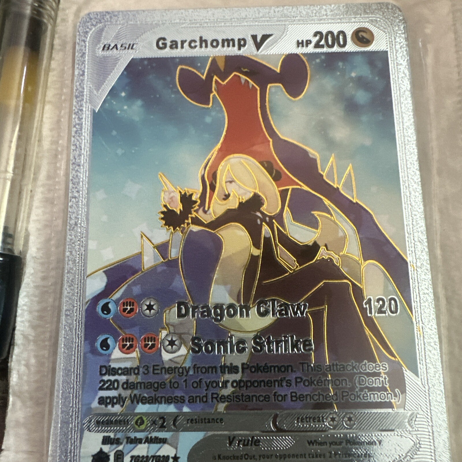 Garchomp  V Lt Blue Foil  Fan Art  Card Hp200 NM