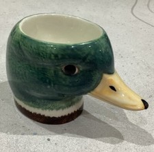 Quail Ceramics Mallard Duck Face Egg Cup quirky bird ceramic green tableware