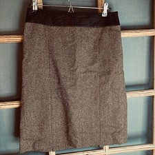 Ann Taylor Loft Women's Size 6 Brown Tweed Skirt 68 Wool 2 Back Pleats Lined