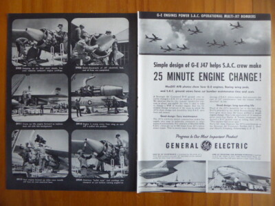 7/1954 PUB GENERAL ELECTRIC J47 FLUGZEUG MOTOR MCDILL AFB SAC B-47 B-36 AD