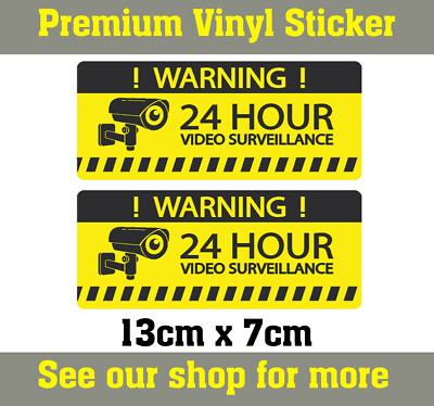 2 X WARNUNG 24 STUNDEN VIDEOÜBERWACHUNG CCTV 24 STUNDEN CCTV - VINYL AUFKLEBER