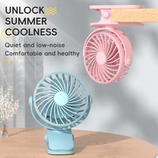 3 Speeds USB Rechargeable Mini Cooling Fan Clip On Desk Baby Stroller Portable