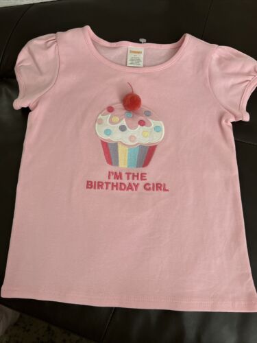 NWT Gymboree Girl's 5T Pink Birthday Girl Cupcake Shirt Embroidered - Picture 1 of 5