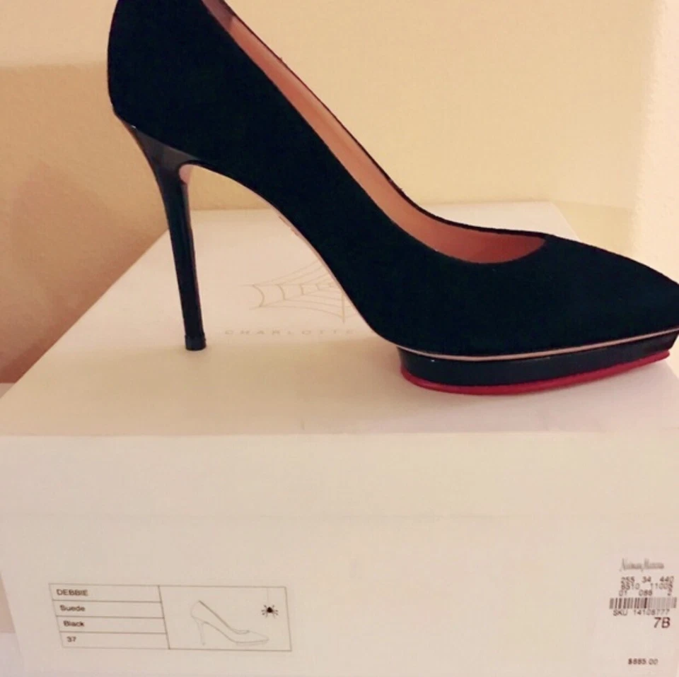 Zapatos de salón Charlotte Olympia The Debbie plataforma de gamuza negros talla 7 Foto 3 de 4