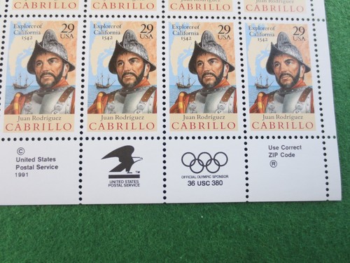 Sc# 2704 Juan Rodriguez Cabrillo 29¢ 1992 Block of 20 MNH Doc - Picture 3 of 5