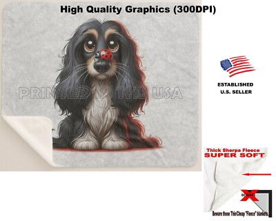 DigiPups Afghan Hound Dog Ladybug Friend Cartoon Sherpa Fleece Throw Blanket