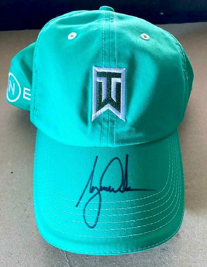 Tiger Woods autographed signed auto TW logo Nike One teal green