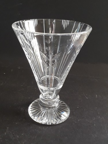 STUART & SONS CRYSTAL CUT ART DECO GLASS VASE RARE PATTERN - Picture 2 of 5