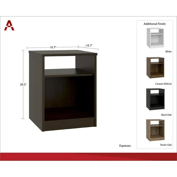 Mesita de noche Mainstays - Espresso Foto 3 de 4